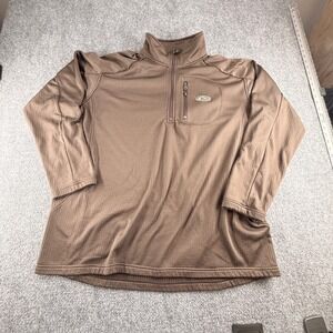 Drake Waterfowl Mens 2X Brown Waffle Knit Quarter Zip Pullover Hunting Jacket